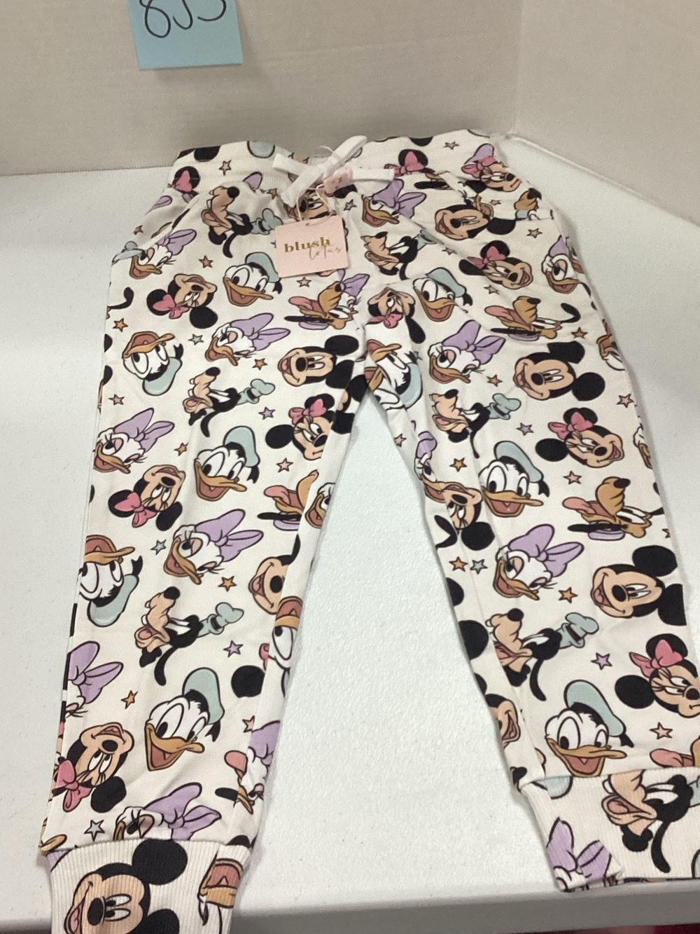 Blush Cream Kids Joggers with Pastel Pink & Lavender Disney Faces